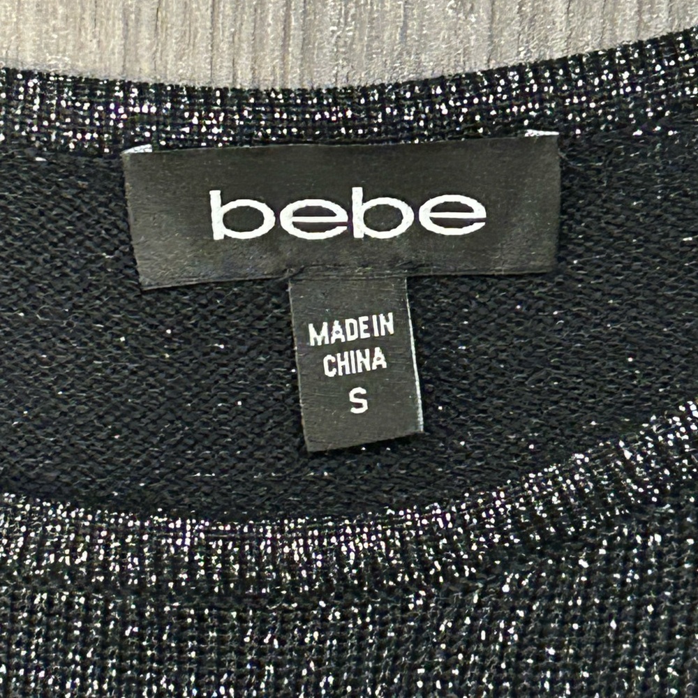 Bebe Sparkling Black and Gray Long Sleeve Dress